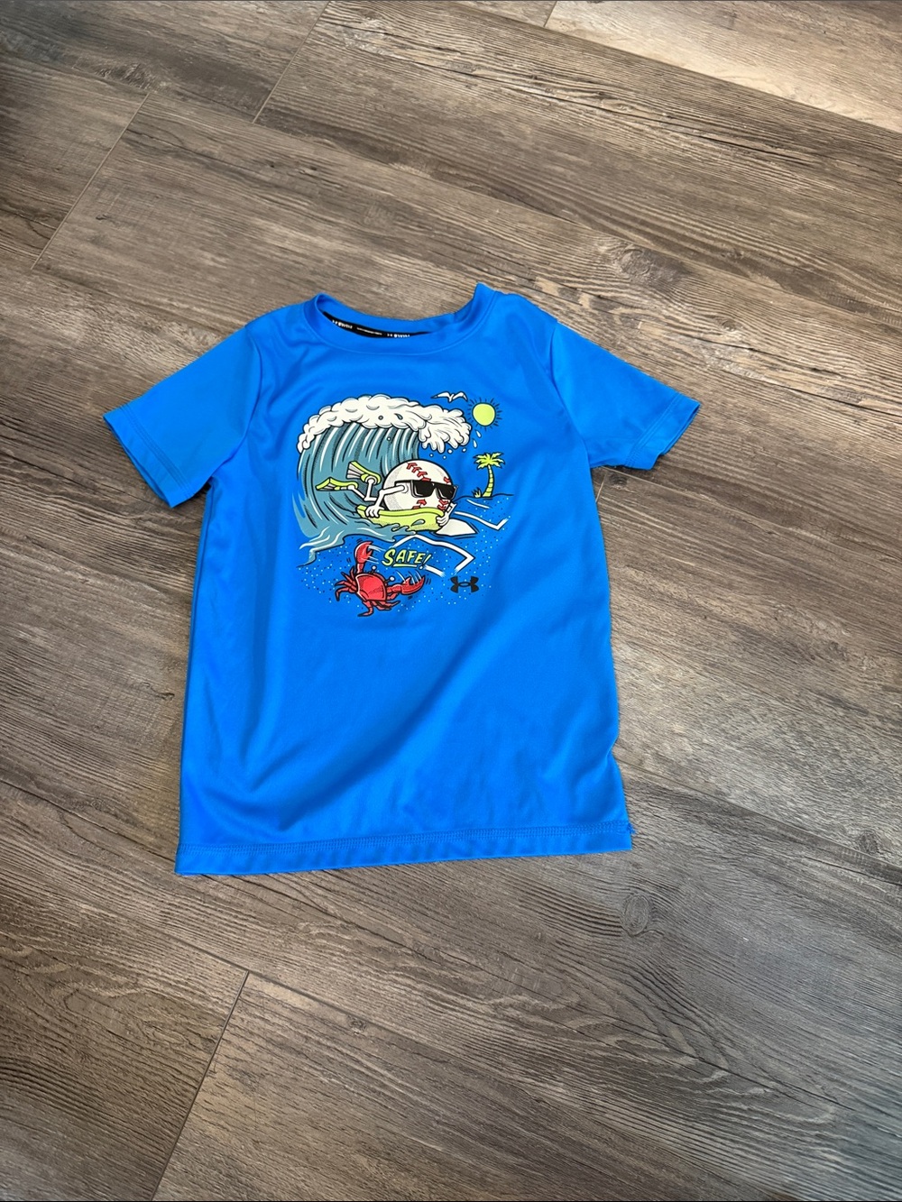 Under Armour Kids Blue Surf Graphic Rash Guard Swim Shirt